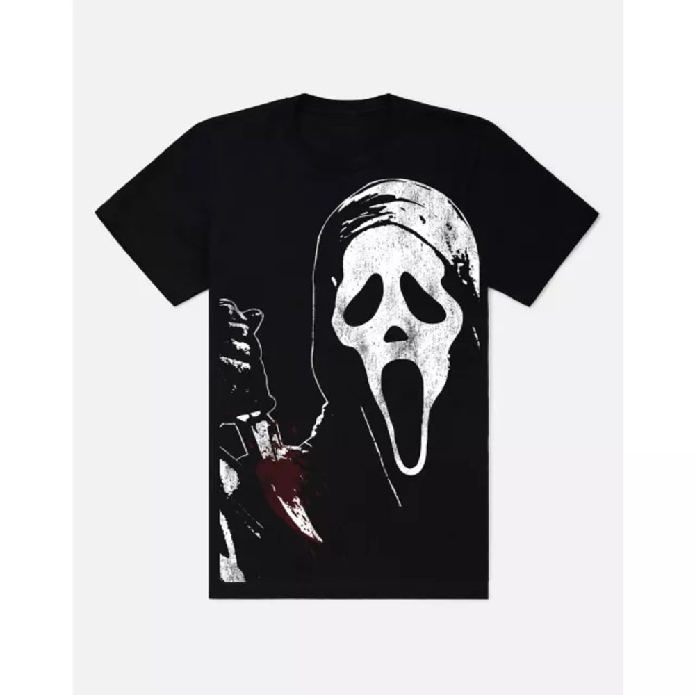 Black Graphic Tee with Iconic Mask Design